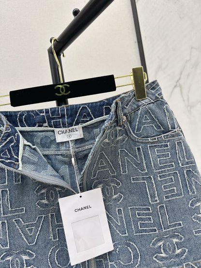 25ss embroidered denim SKIRT