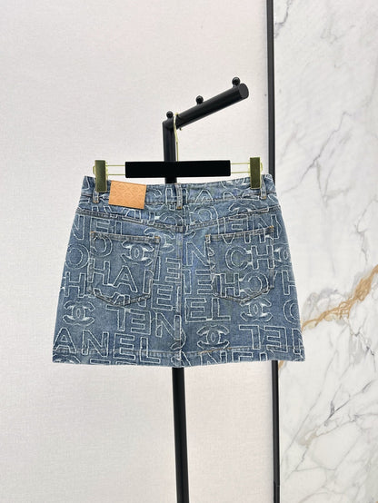 25ss embroidered denim SKIRT