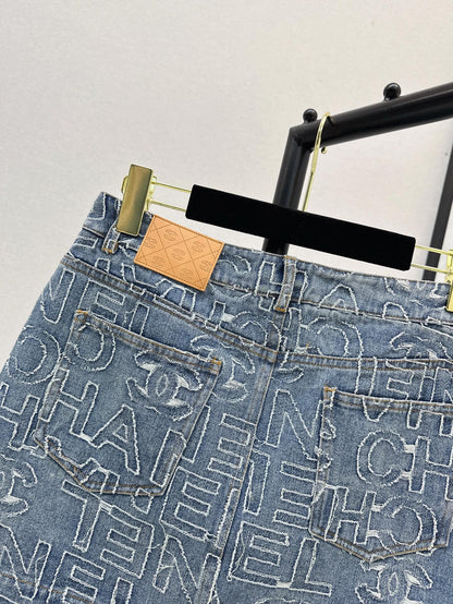 25ss embroidered denim SKIRT