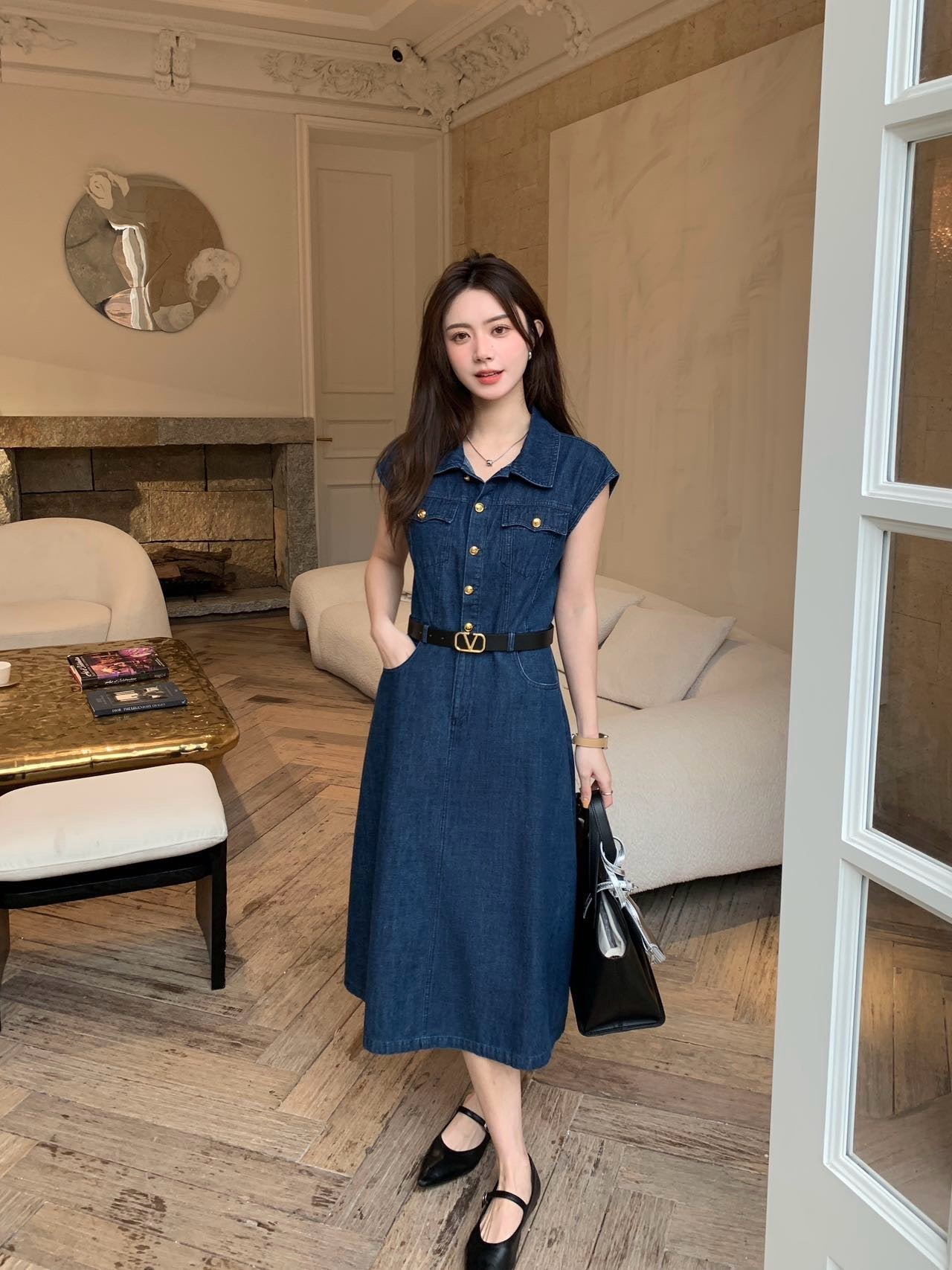 25ss denim shirt dress