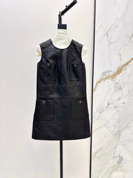 25ss genuine leather dress