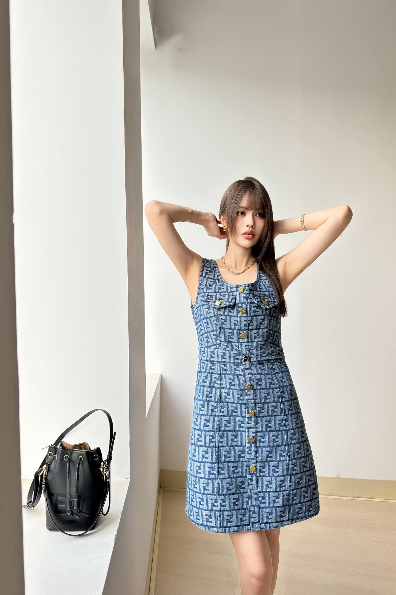 25ss sleeveless denim dress