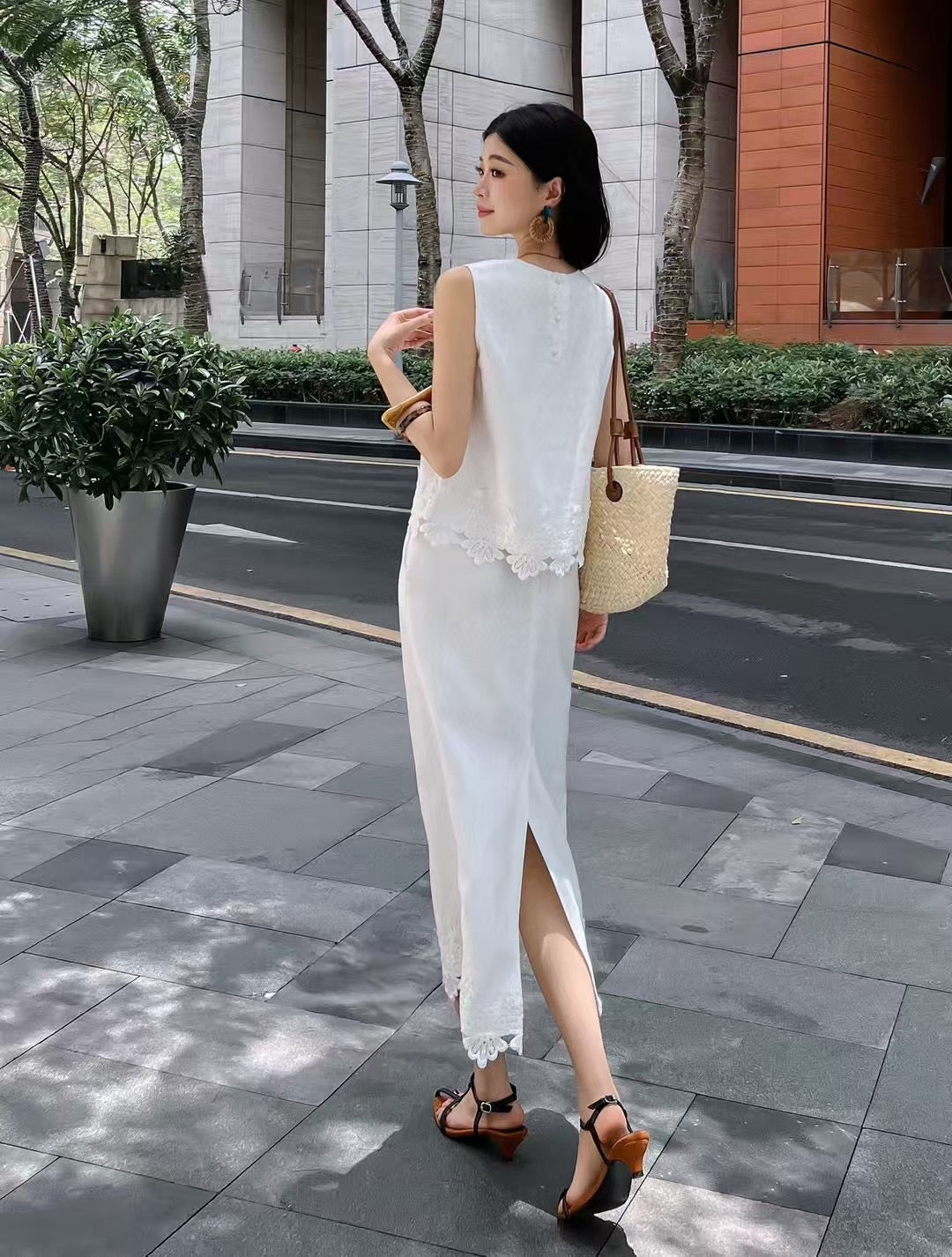 25ss embroidered lace suit