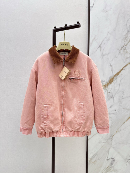 25 New collar spliced corduroy cotton jacket
