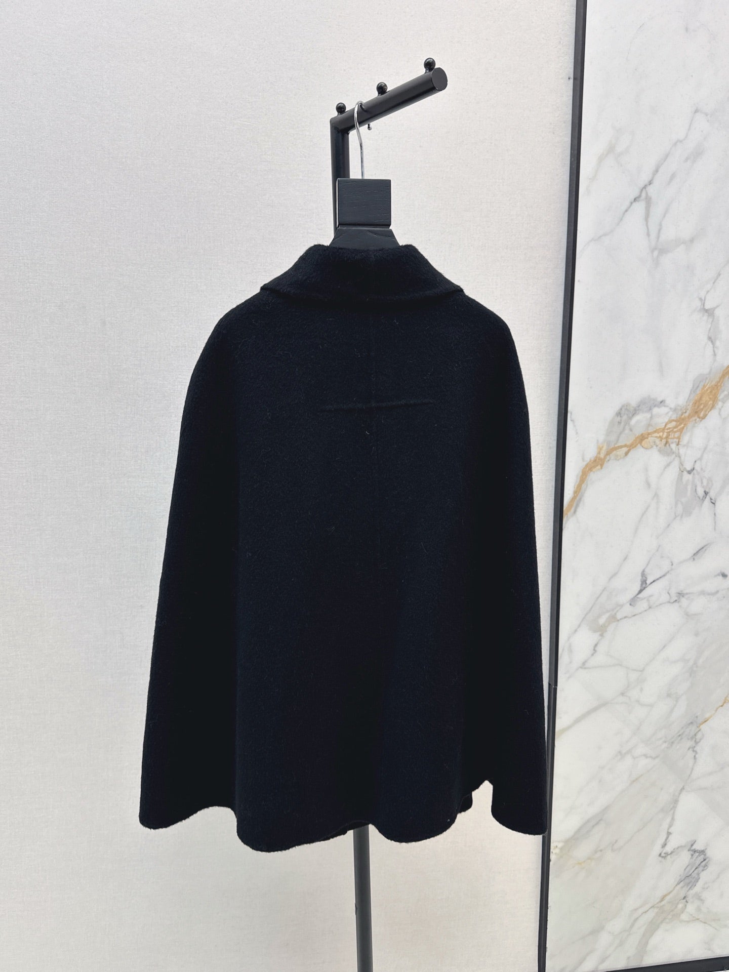 Double-faced wool cape coat