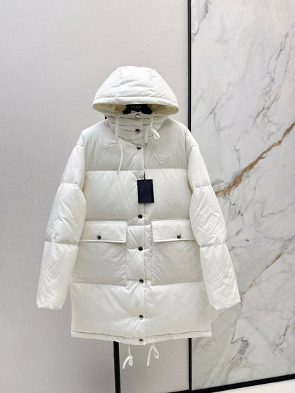 hooded long down jacket