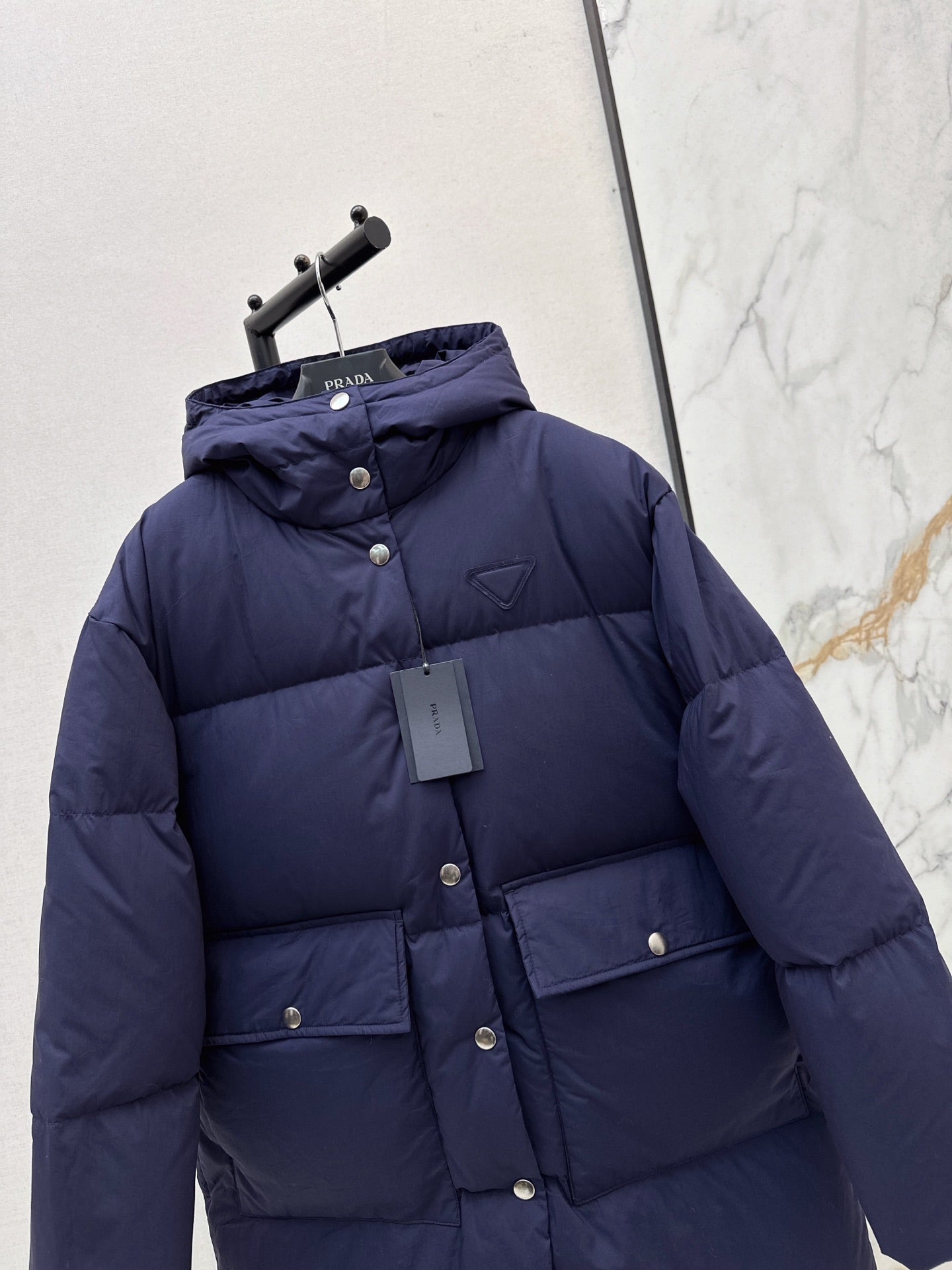 hooded long down jacket