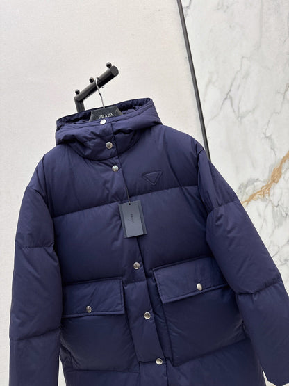hooded long down jacket