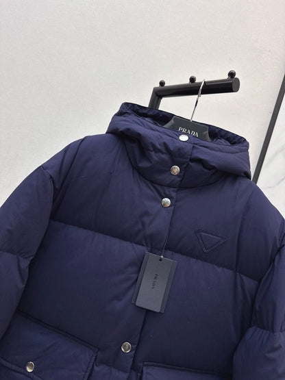 hooded long down jacket