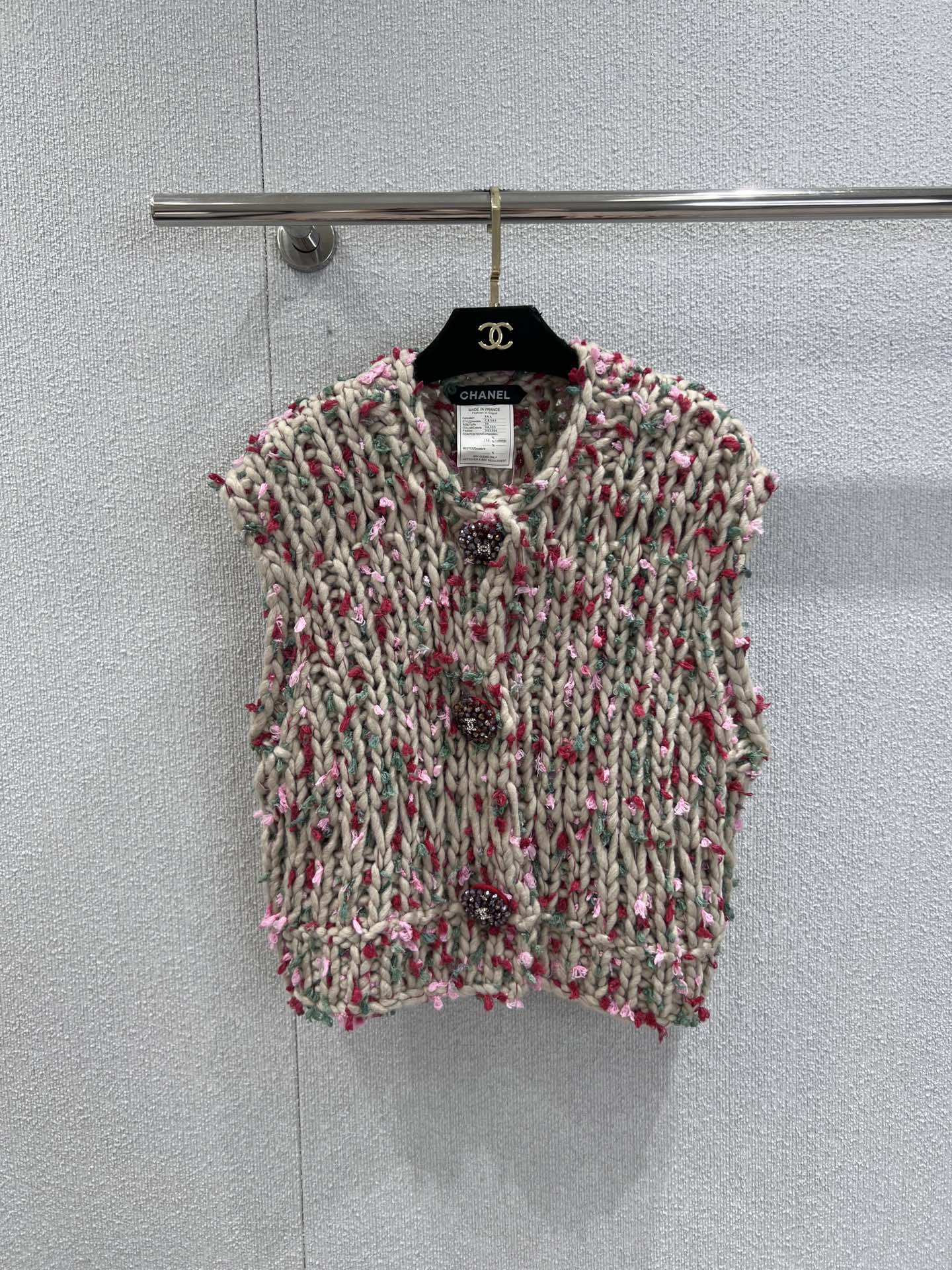 Vintage chunky needle three-button vest