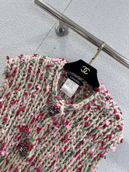 Vintage chunky needle three-button vest